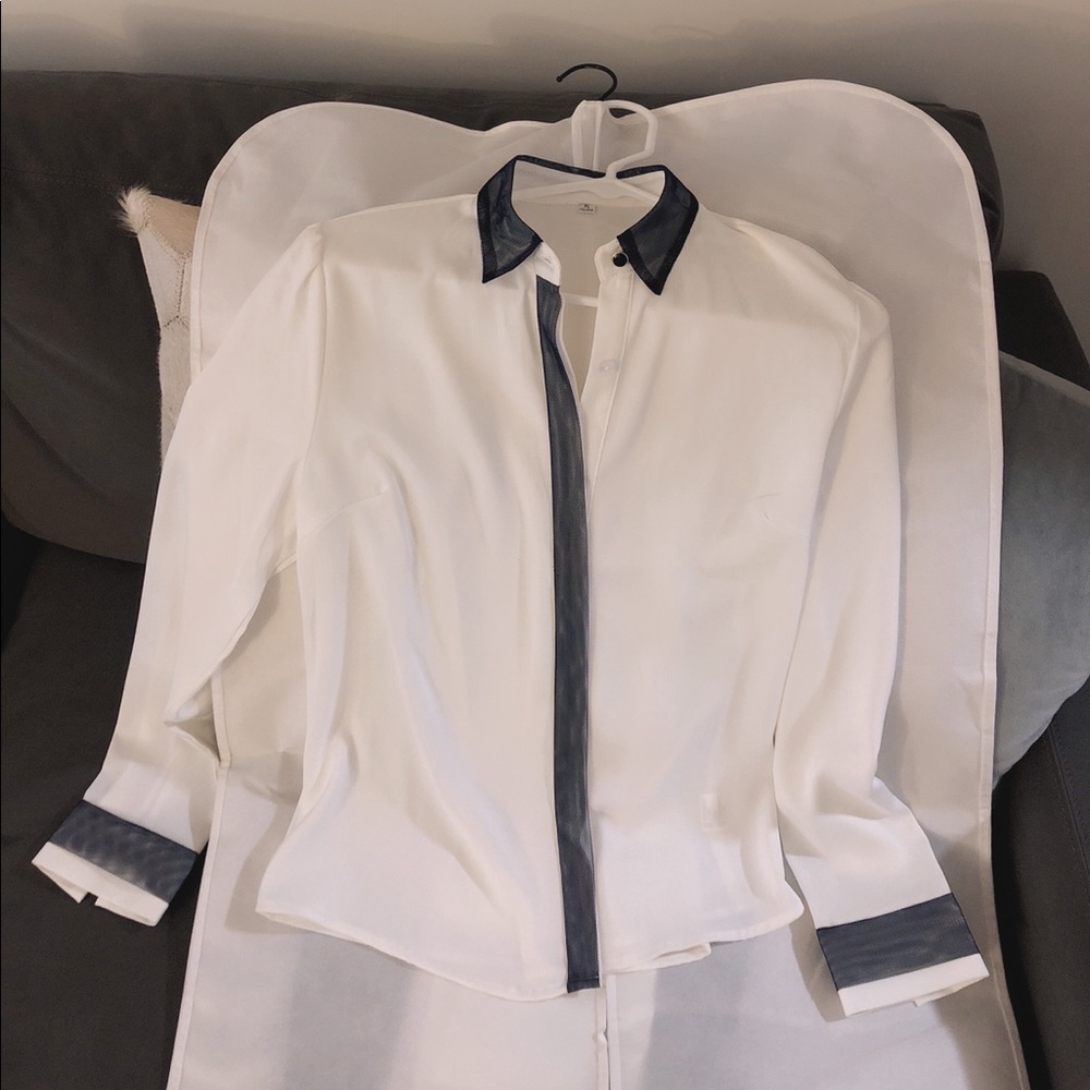 Silk-cotton shirt with navy size S